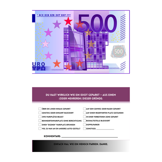 Du kannst nicht Parken Geldfalle - ParkCards™ 10er Pack