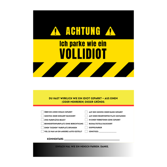 Warnung du kannst nicht Parken - ParkCards™ 10er Pack