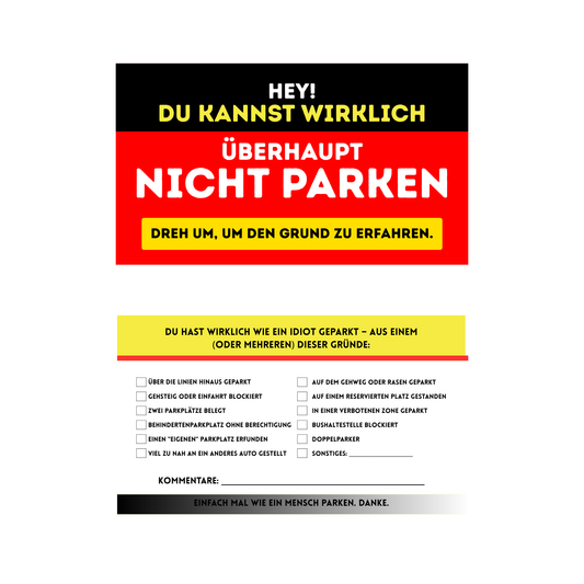 Du kannst wirklich überhaupt nicht Parken! - ParkCards™ 10er Pack